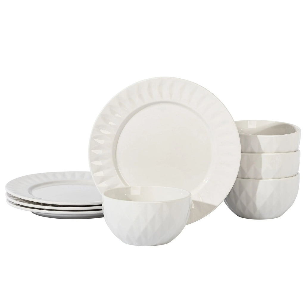 Gibson Home Fine Ceramic 8 Piece Dinnerware Set in White