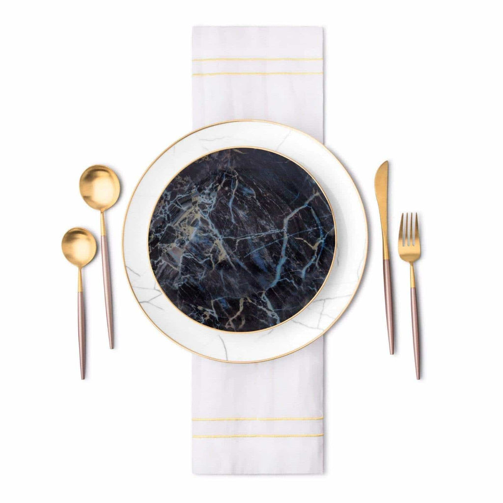 Black Marble Accent Salad Plate-Set of 4