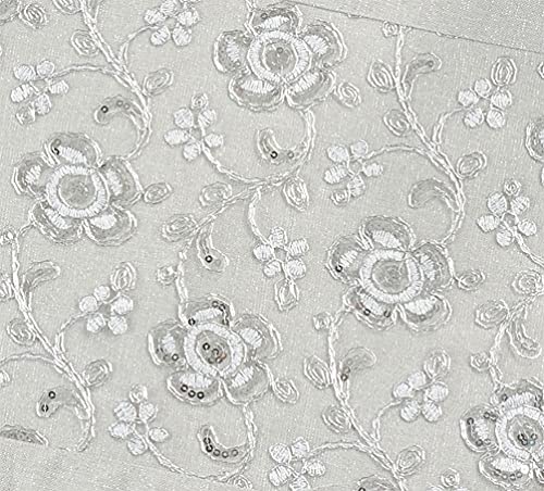 Fennco Styles Sequin Floral Embroidered Placemats 14" W x 20" L - Table Mats for Home, Dining Room, Banquets, Wedding, Holiday and Special Events