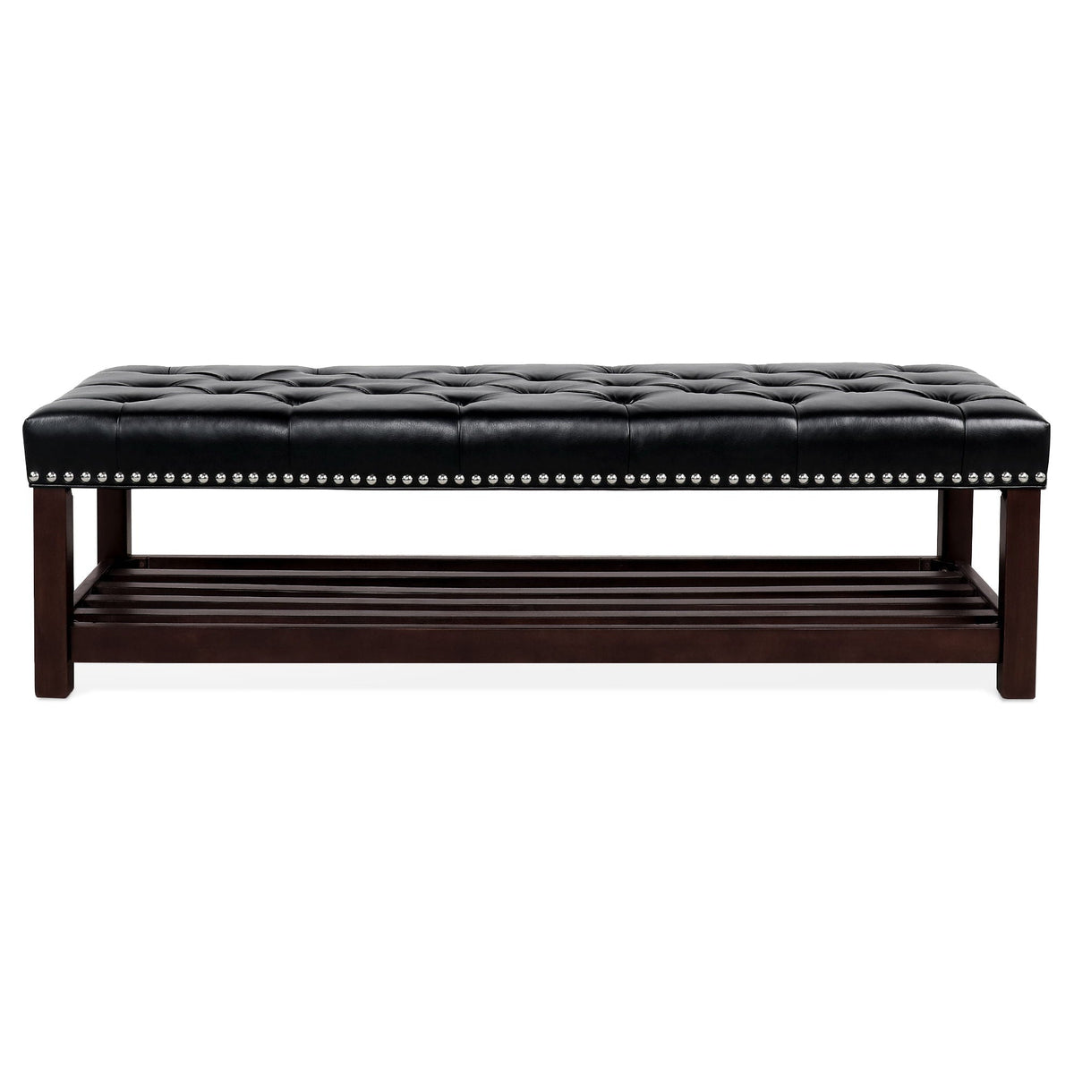Bedroom End Of Bed Bench Tufted Upholstered End Of Bed Bench End Of Bed Entrance Shoe Bench With Nailhead Trim And Shelf Bedroom Upholstered Bench Living Room Shoe Rack Footstool