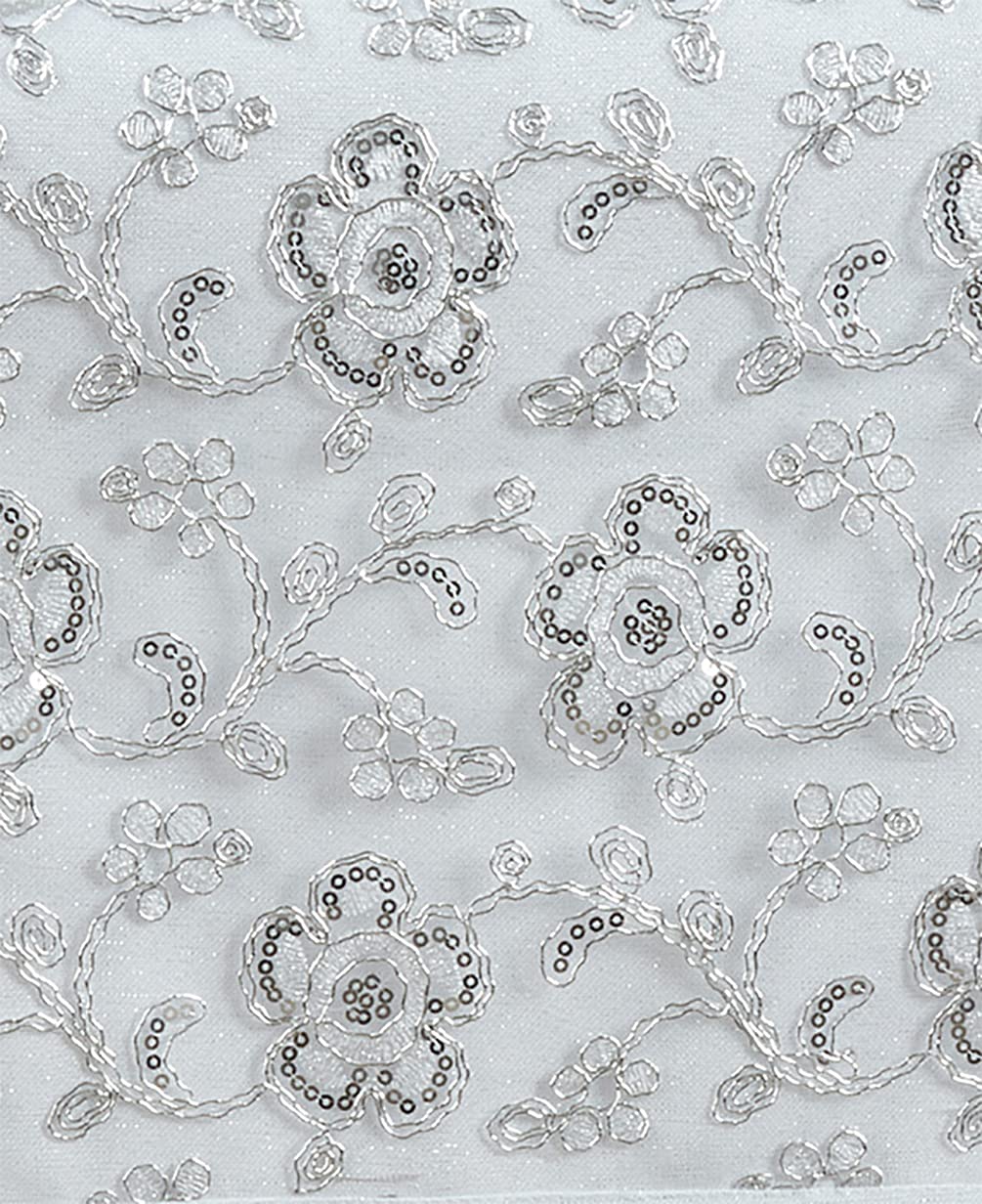 Fennco Styles Sequin Floral Embroidered Placemats 14" W x 20" L - Table Mats for Home, Dining Room, Banquets, Wedding, Holiday and Special Events