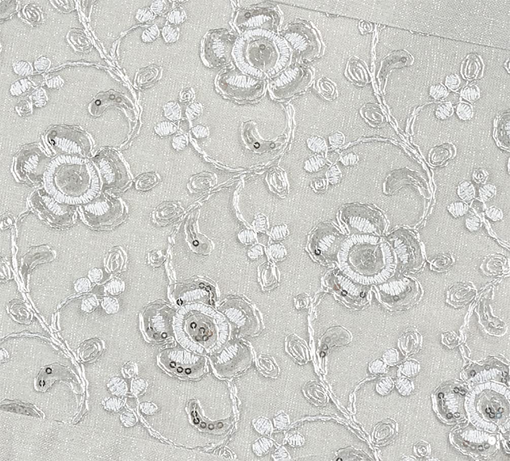 Fennco Styles Sequin Floral Embroidered Placemats 14" W x 20" L - Table Mats for Home, Dining Room, Banquets, Wedding, Holiday and Special Events