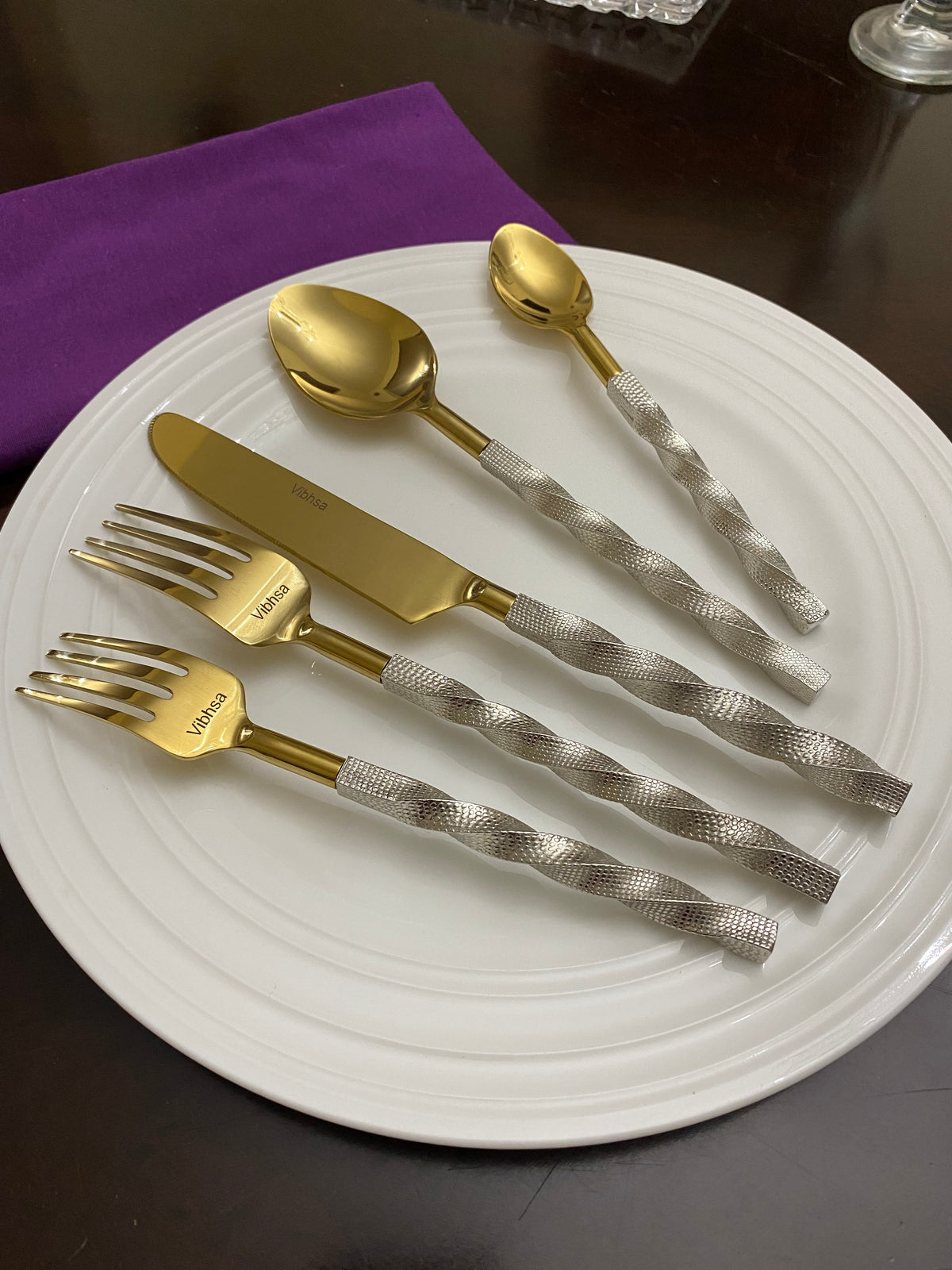 Gold Stainless Steel Flatware Set of 20 PC