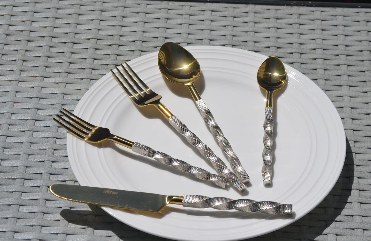 Gold Stainless Steel Flatware Set of 20 PC