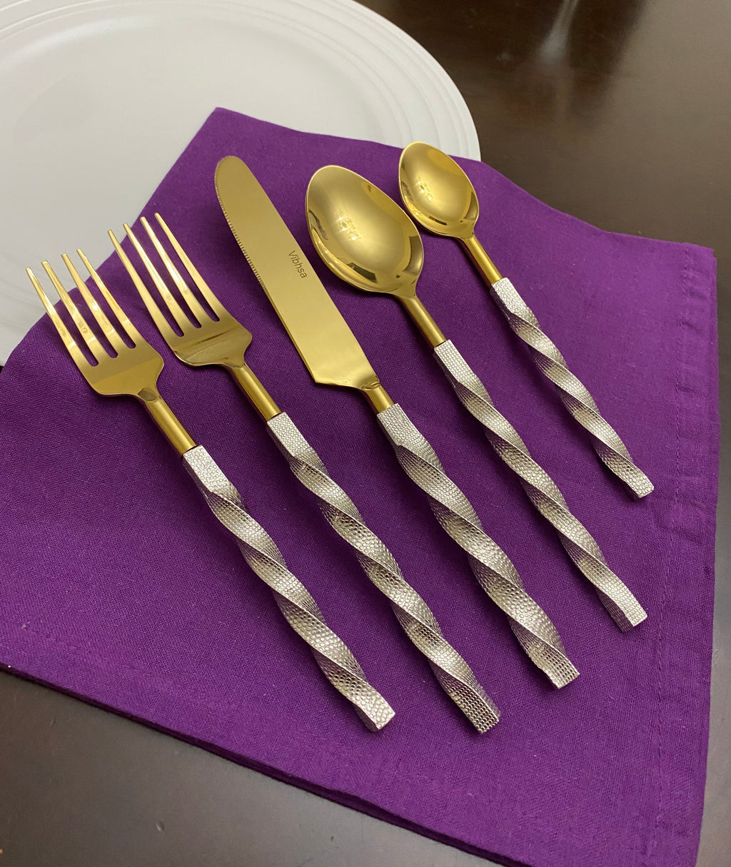 Gold Stainless Steel Flatware Set of 20 PC