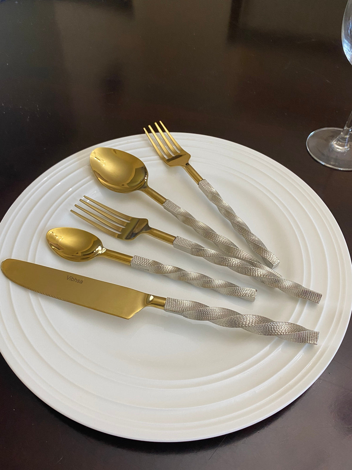 Gold Stainless Steel Flatware Set of 20 PC