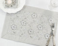Fennco Styles Sequin Floral Embroidered Placemats 14" W x 20" L - Table Mats for Home, Dining Room, Banquets, Wedding, Holiday and Special Events