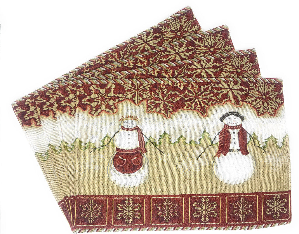 Tache Mr. & Mrs. Snowman Couple Woven Tapestry Placemat Set of 4 (10323PM)
