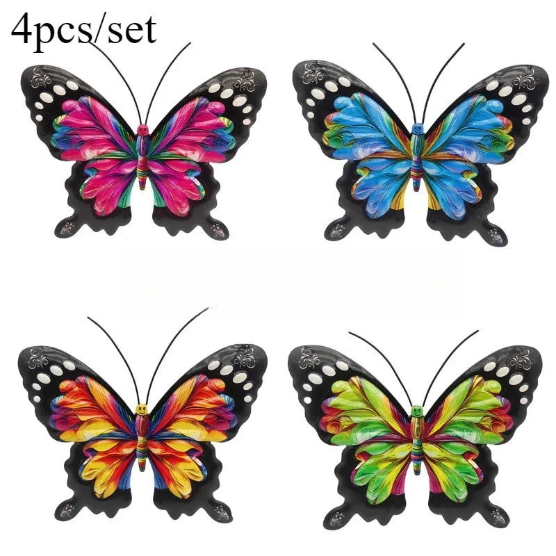 4pcs/set Iron Metal Butterfly Wall Art for Outdoor Fence Garden Hanging Decor Rustproof Iron Craft Home Decoration