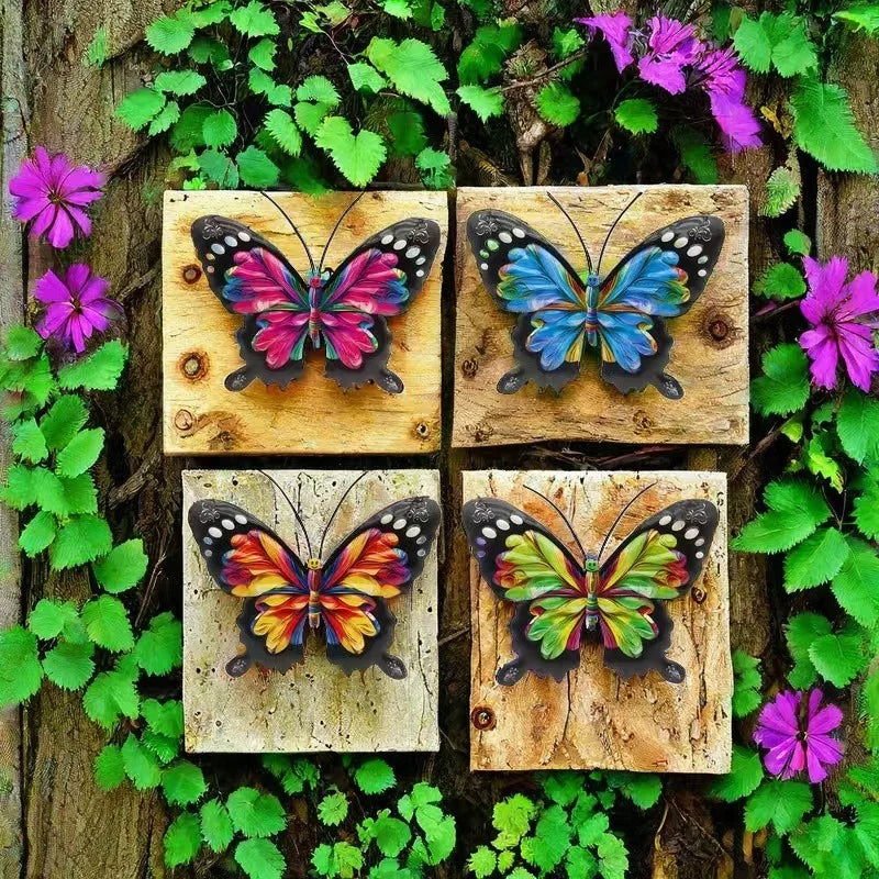 4pcs/set Iron Metal Butterfly Wall Art for Outdoor Fence Garden Hanging Decor Rustproof Iron Craft Home Decoration