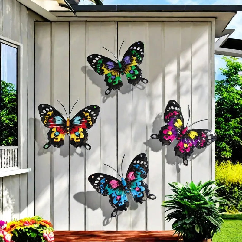 4pcs/set Iron Metal Butterfly Wall Art for Outdoor Fence Garden Hanging Decor Rustproof Iron Craft Home Decoration