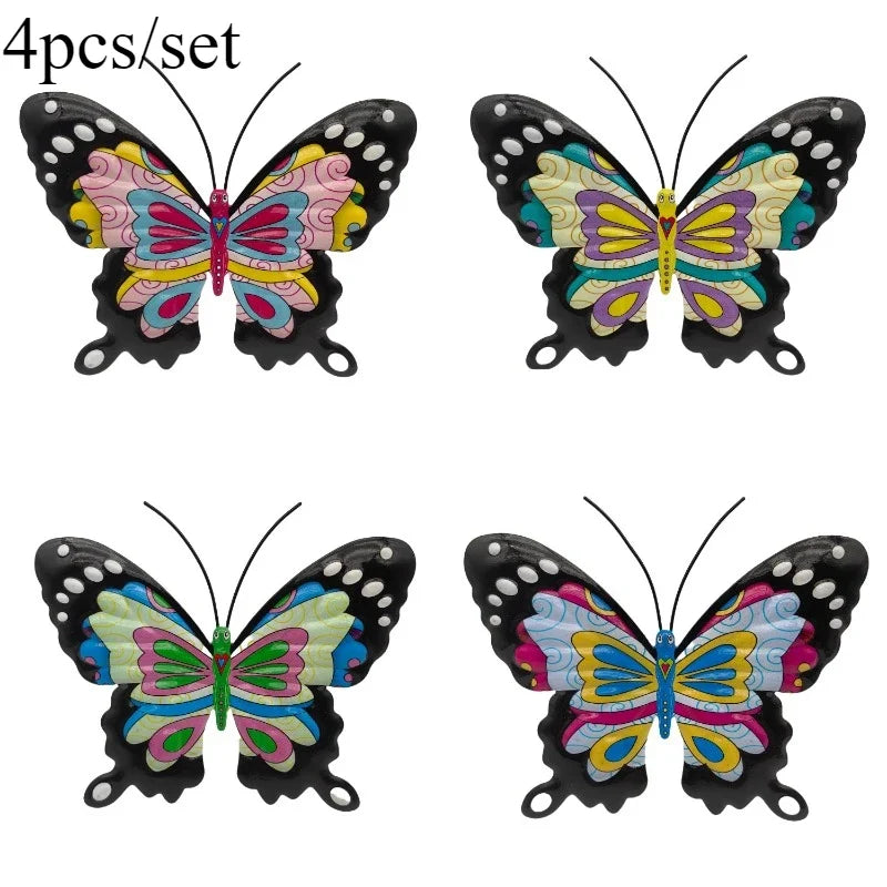4pcs/set Iron Metal Butterfly Wall Art for Outdoor Fence Garden Hanging Decor Rustproof Iron Craft Home Decoration