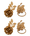 Vibhsa Gold Rose Napkin Rings | Set of 4, Handcrafted