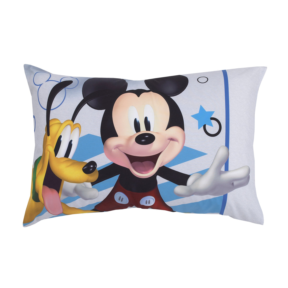 Disney Mickey Mouse Clubhouse Buddies Multi Colored Goofy, Pluto, and Donald Duck 4 Piece Toddler Bed Set - Comforter, Fitted Bottom Sheet, Flat Top Sheet, and Reversible Pillowcase