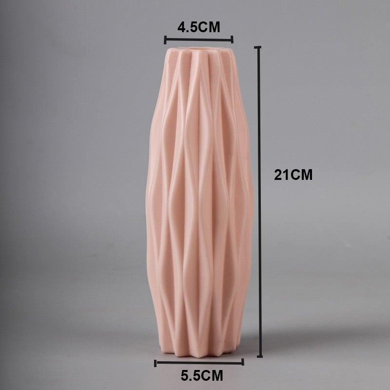 Plastic Vases Anti-ceramic Unbreakable Basket Imitation Rattan Flower Vase For Home Décor Desktop Decoration Living Room Office or Bookshelf